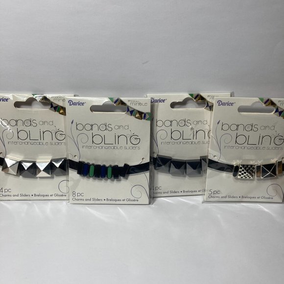Jewelry Charm Sliders Black Blue 4 Packs Mix and Mingle Darice Bands and Bling - Picture 1 of 12